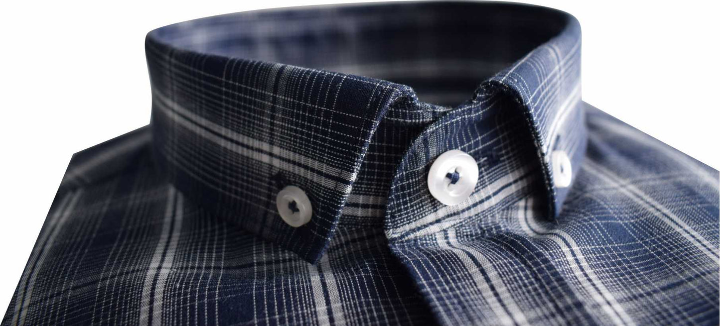 TP938 New Tom Penn Navy / Grey Check Shirt.