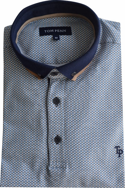 TPP968 WHT/TAN Tom Penn Printed Polo