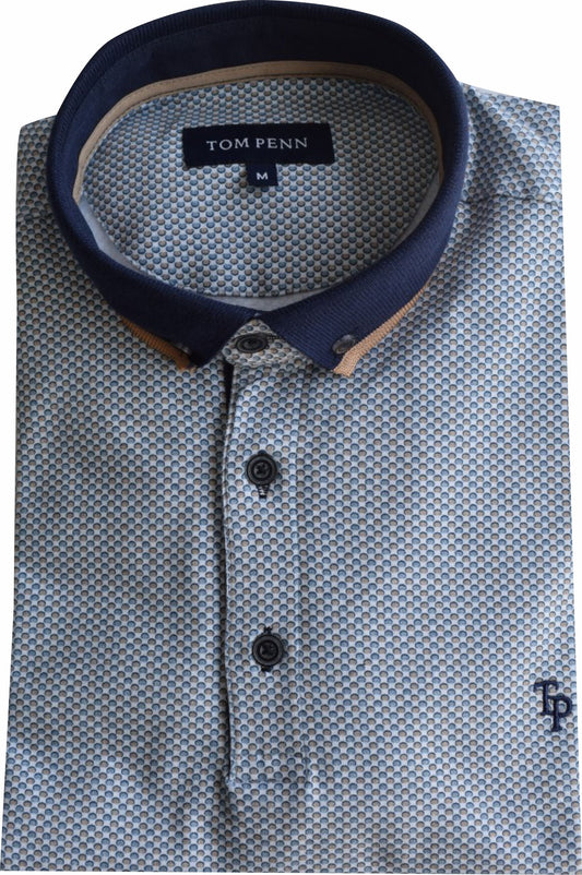 TPP968 WHT/TAN Tom Penn Printed Polo