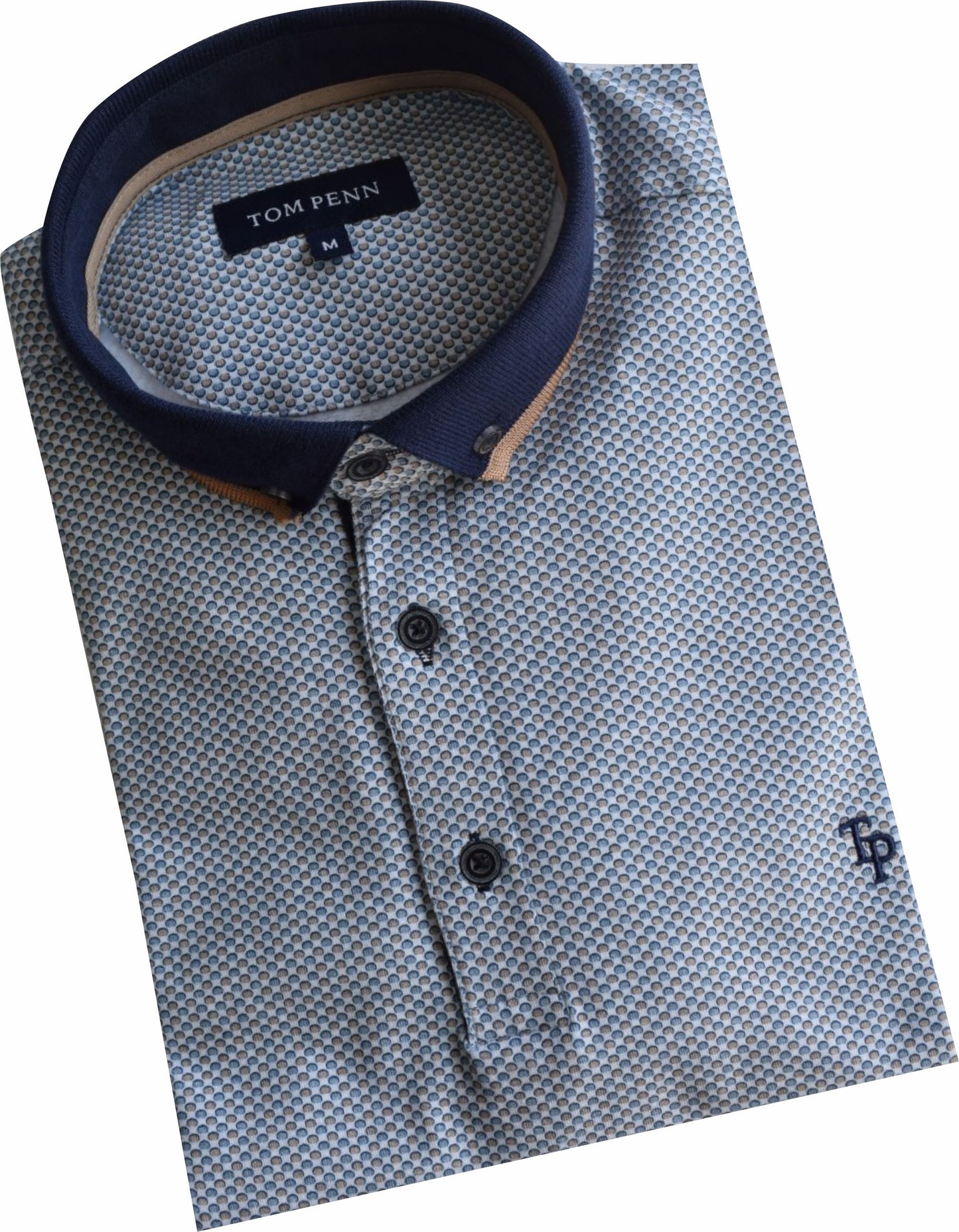 TPP968 WHT/TAN Tom Penn Printed Polo