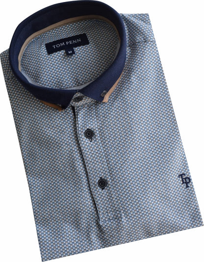 TPP968 WHT/TAN Tom Penn Printed Polo