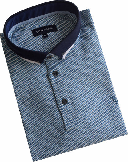 TPP969 WHT / BLUE Tom Penn Printed Polo