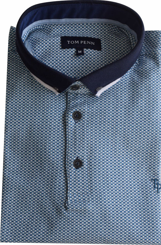 TPP969 WHT / BLUE Tom Penn Printed Polo