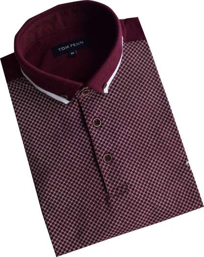 TPP973 Burg Panel Print Polo