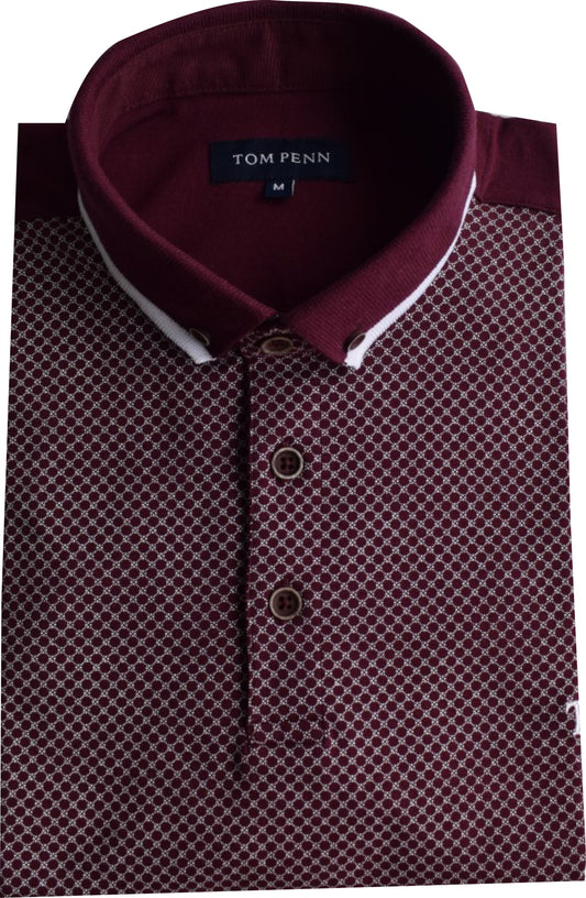 TPP973 Burg Panel Print Polo