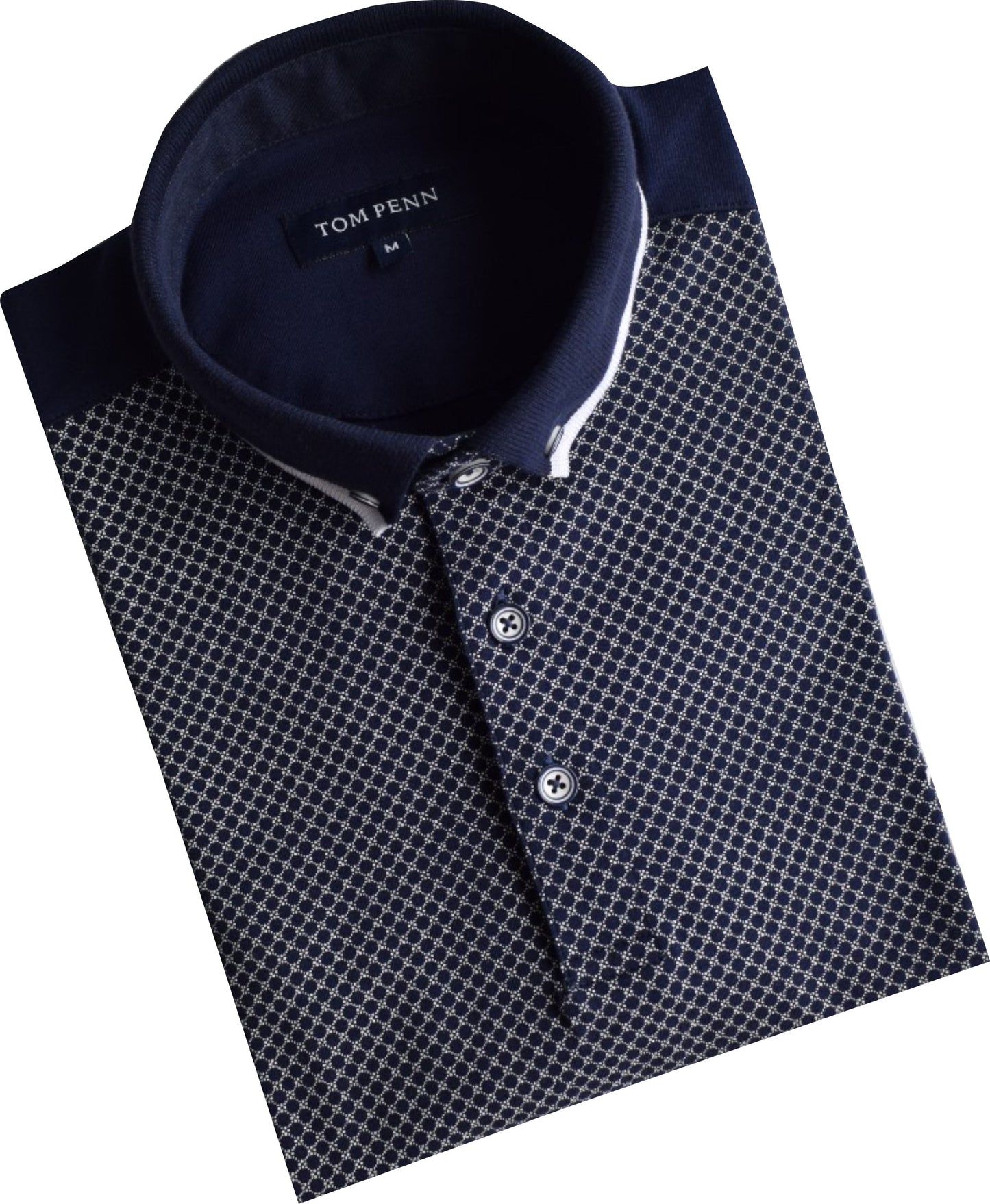 TPP974 Navy Panel Print Polo