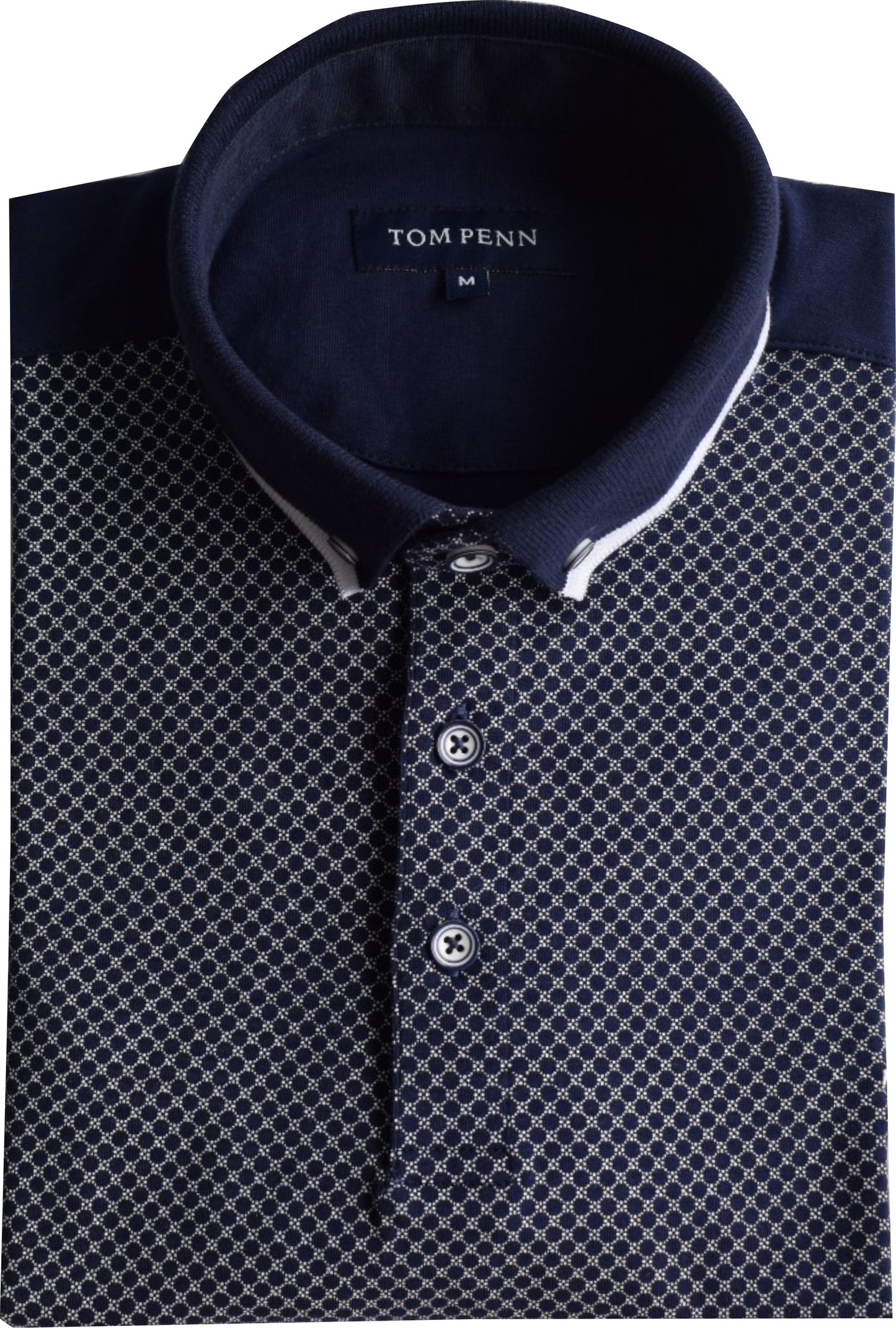TPP974 Navy Panel Print Polo