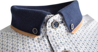 TPP976 W/Tan Panel Print Polo
