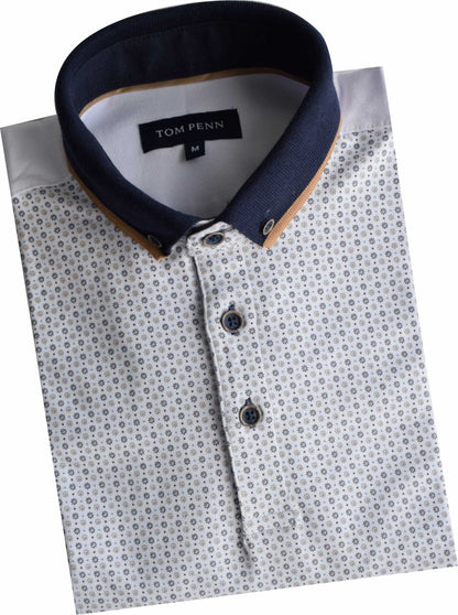 TPP976 W/Tan Panel Print Polo