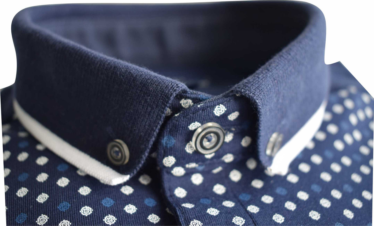 TPP978 Navy Panel Print Polo