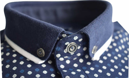 TPP978 Navy Panel Print Polo