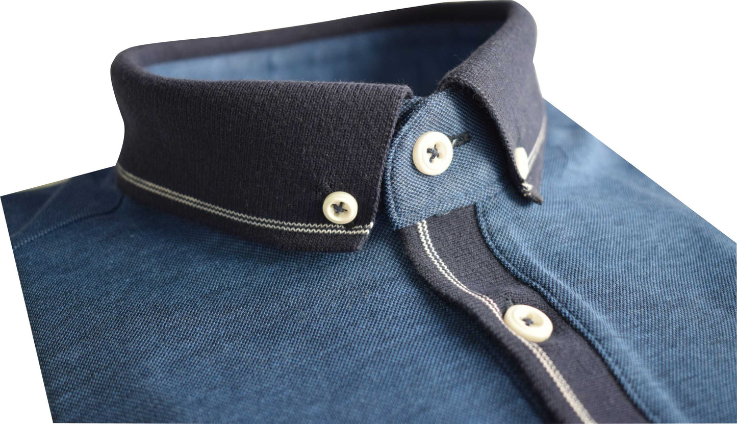 TPP981 Tom Penn Knitted collar Blue Polo