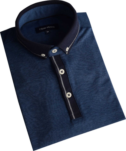 TPP981 Tom Penn Knitted collar Blue Polo