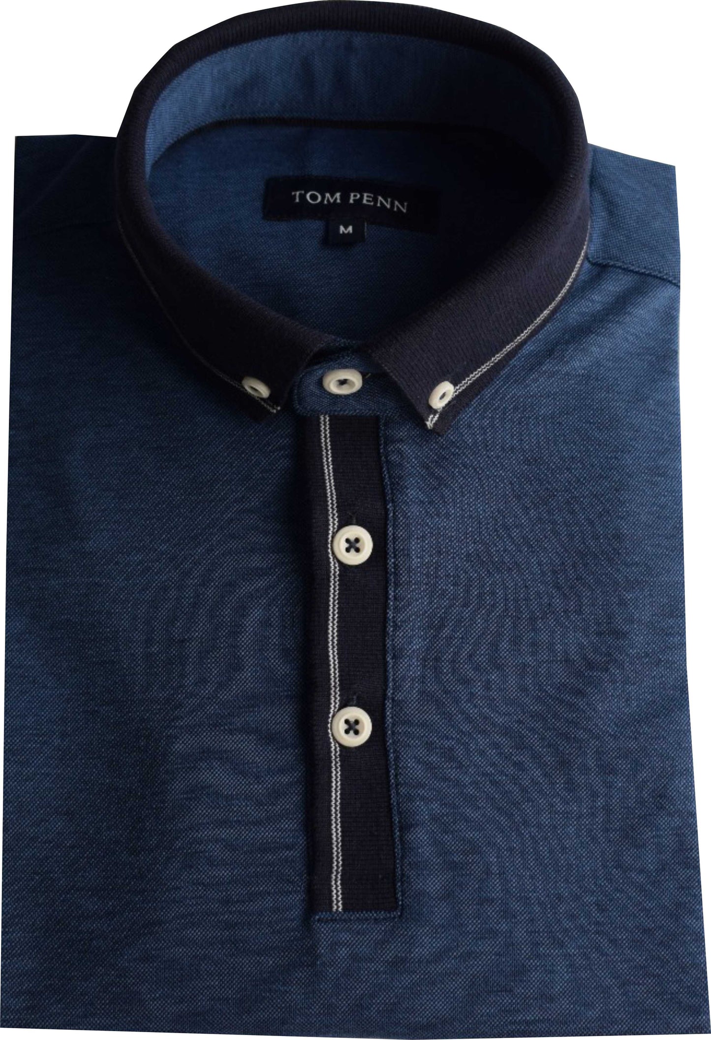 TPP981 Tom Penn Knitted collar Blue Polo