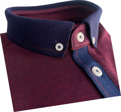 TPP981 Burg Tom Penn Knitted collar Polo