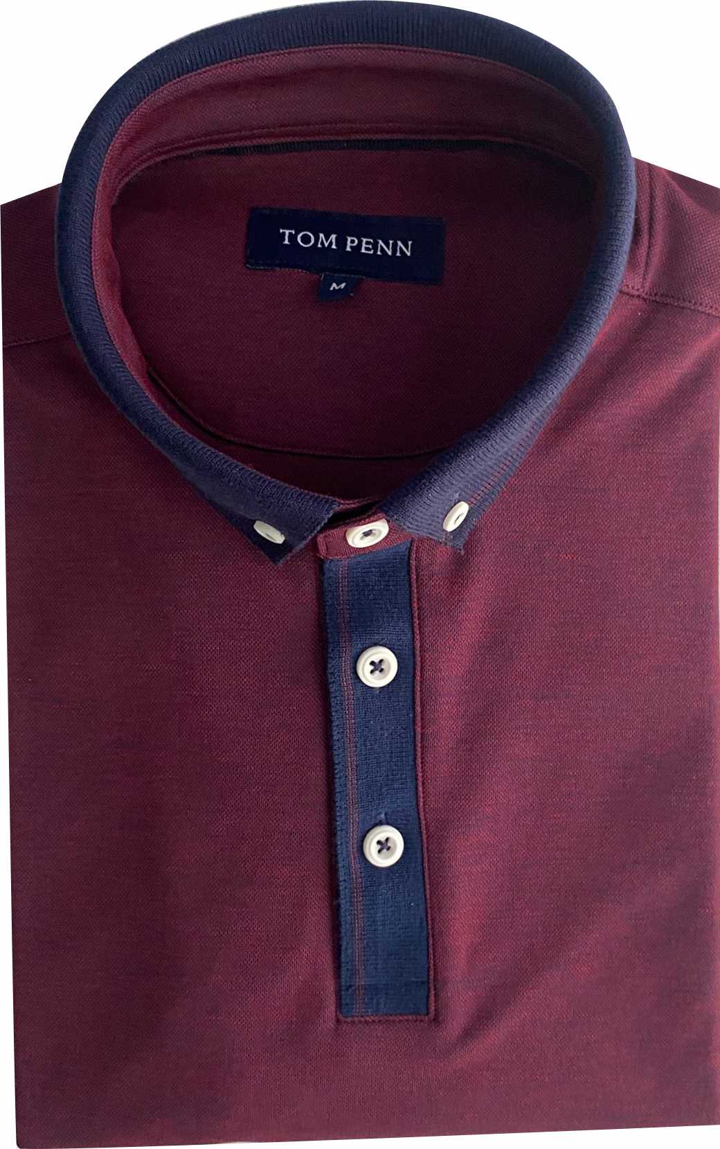 TPP981 Burg Tom Penn Knitted collar Polo