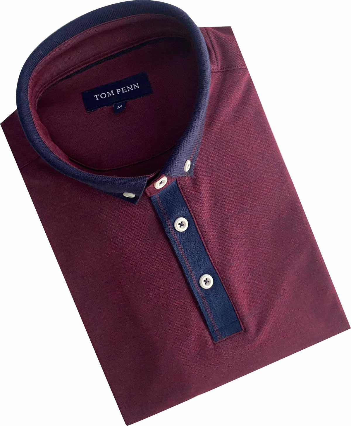 TPP981 Burg Tom Penn Knitted collar Polo