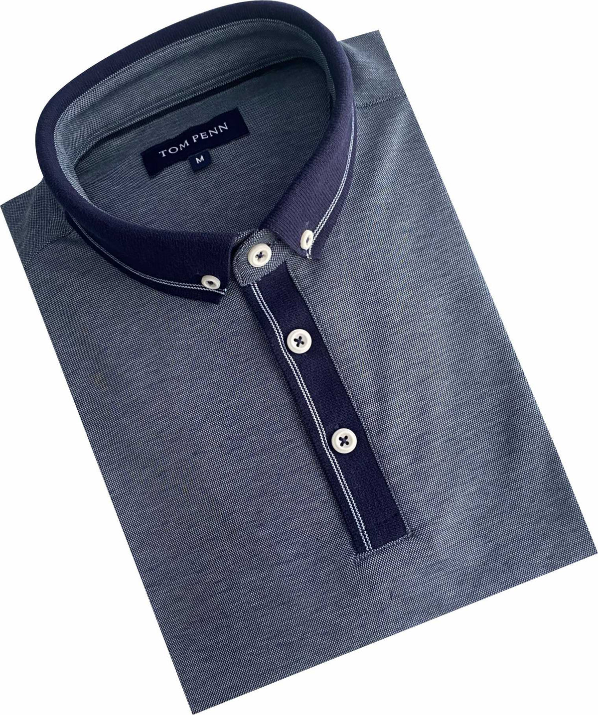 TPP981 Denim Tom Penn Knitted collar Polo