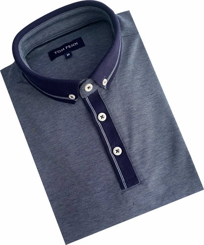 TPP981 Denim Tom Penn Knitted collar Polo