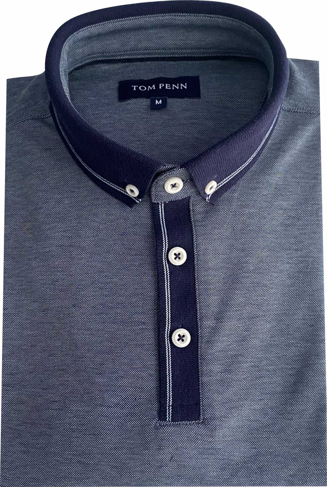 TPP981 Denim Tom Penn Knitted collar Polo