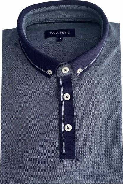 TPP981 Denim Tom Penn Knitted collar Polo