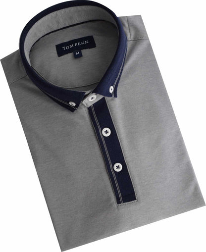 TPP981 Grey Tom Penn Knitted collar Tan Polo