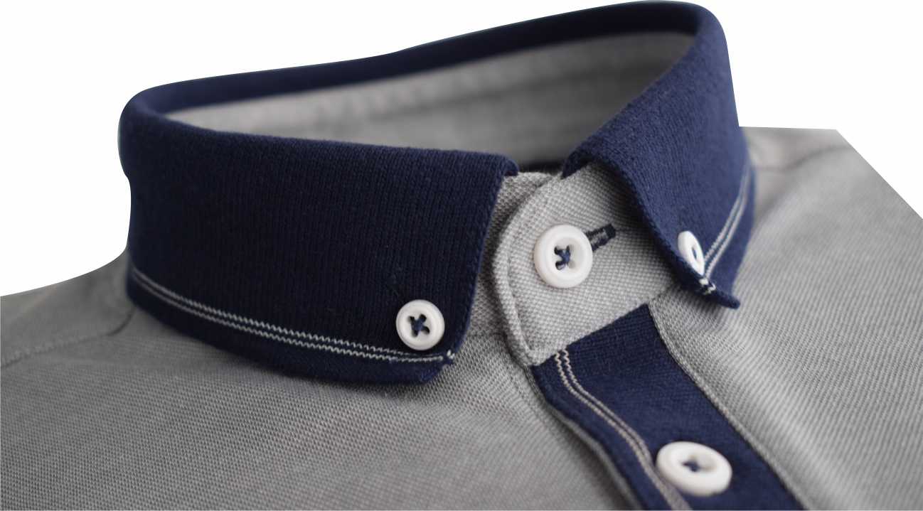 TPP981 Grey Tom Penn Knitted collar Tan Polo