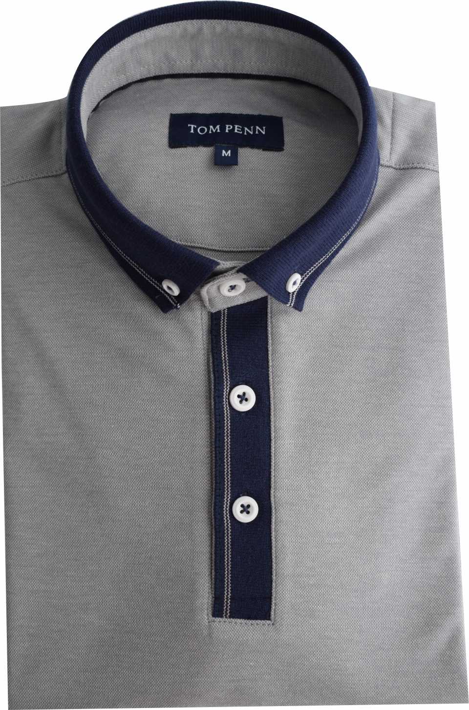 TPP981 Grey Tom Penn Knitted collar Tan Polo