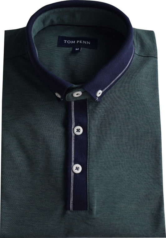 TPP982 Tom Penn Knitted collar Green Polo