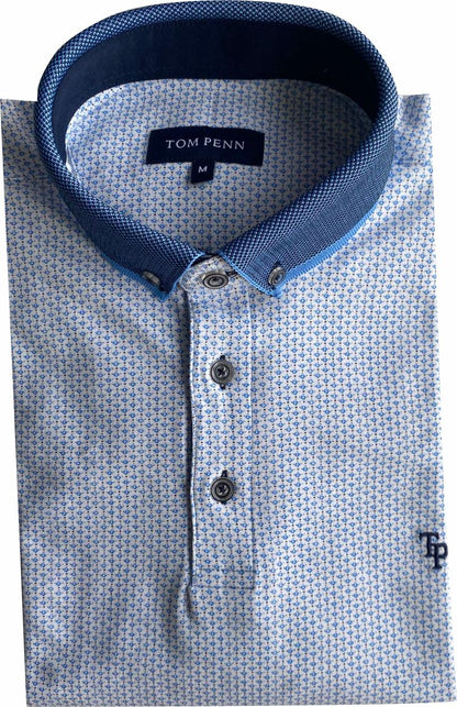 TPP985 Wh/Blue All over Print Polo