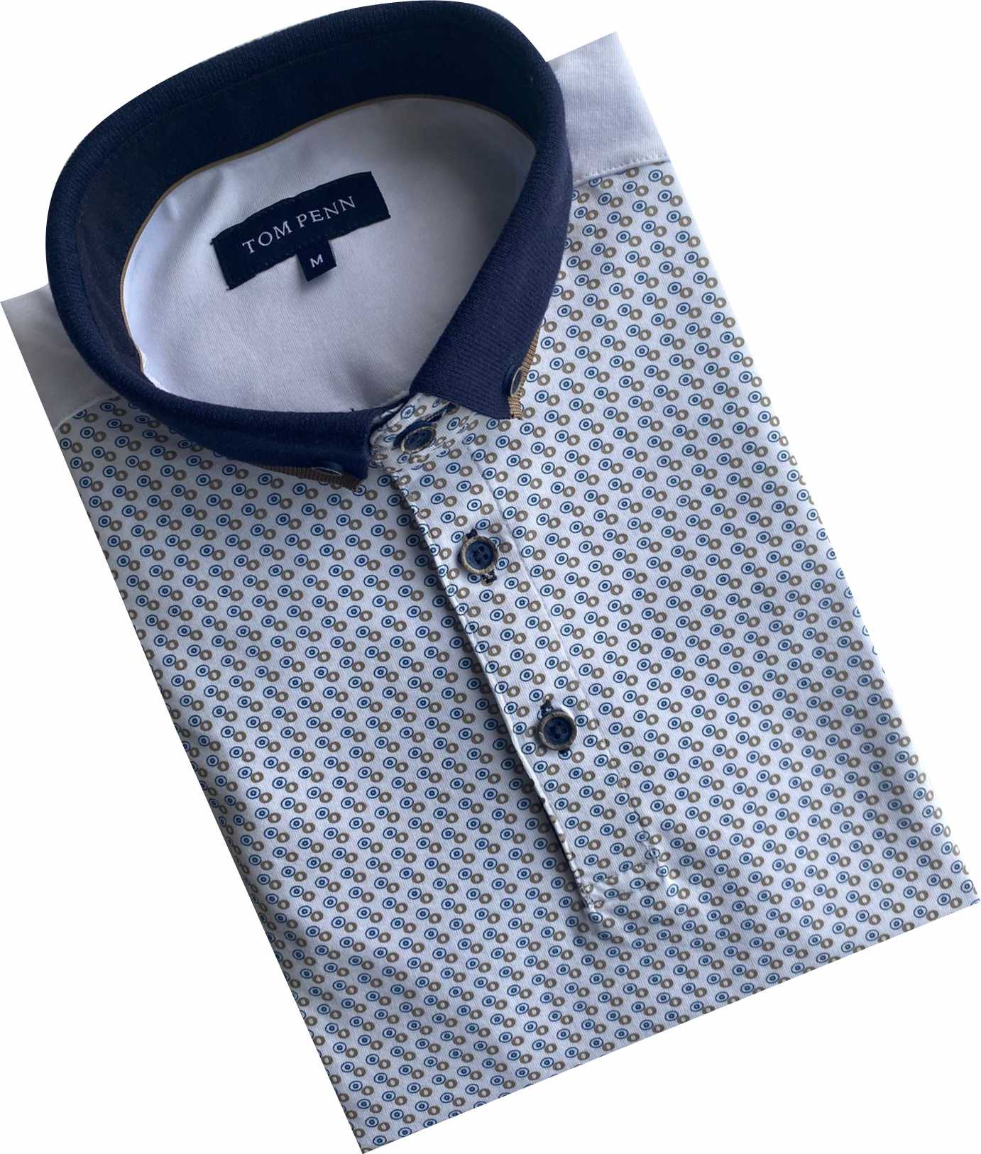 TPP986 W/Tan Panel Print Polo