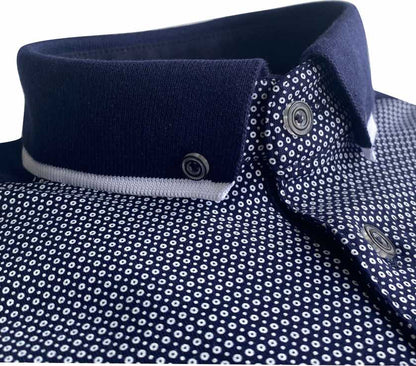 TPP987 Navy Panel Print Polo