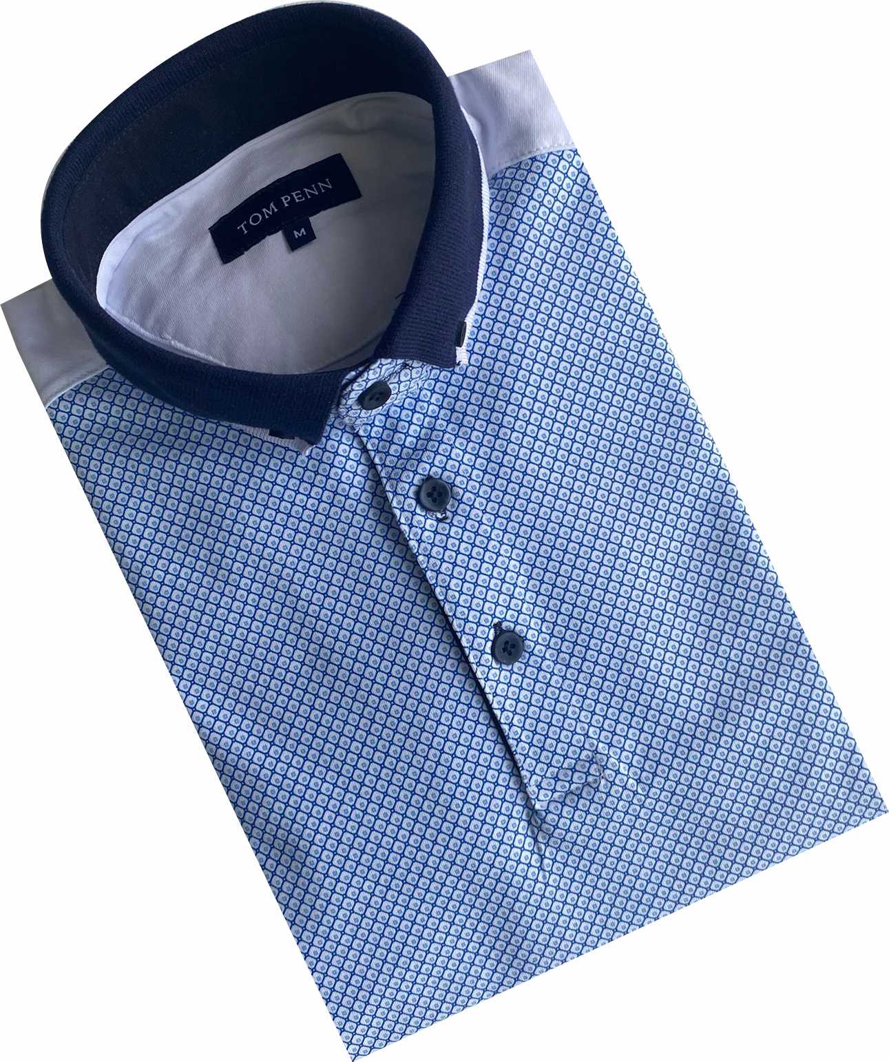 TPP988 W/Blue Panel Print Polo
