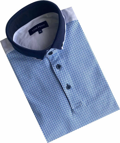 TPP988 W/Blue Panel Print Polo