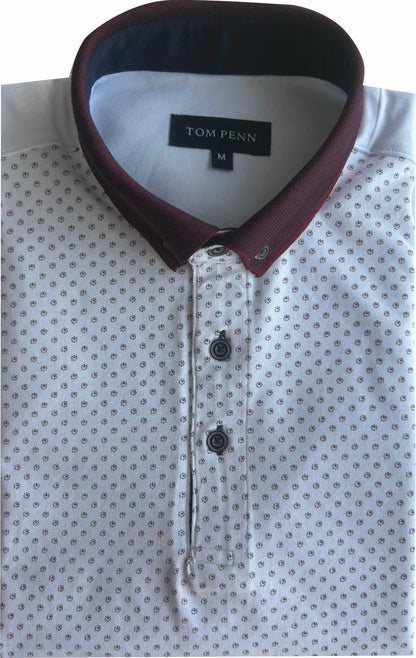 TPP993 W/Burg Panel Print Polo