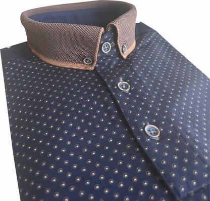 TPP994 Navy / Tan Panel Print Polo