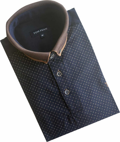 TPP994 Navy / Tan Panel Print Polo