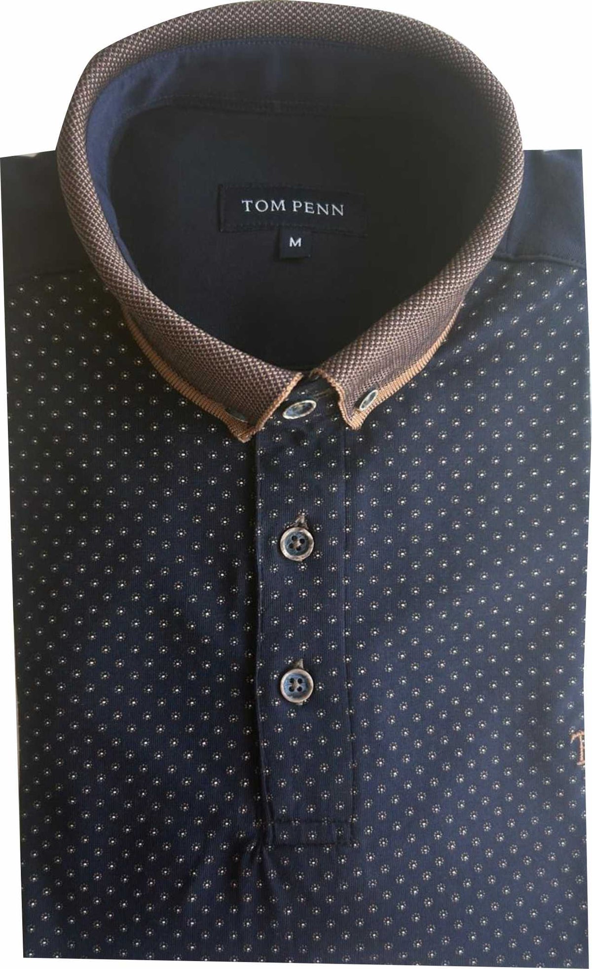 TPP994 Navy / Tan Panel Print Polo