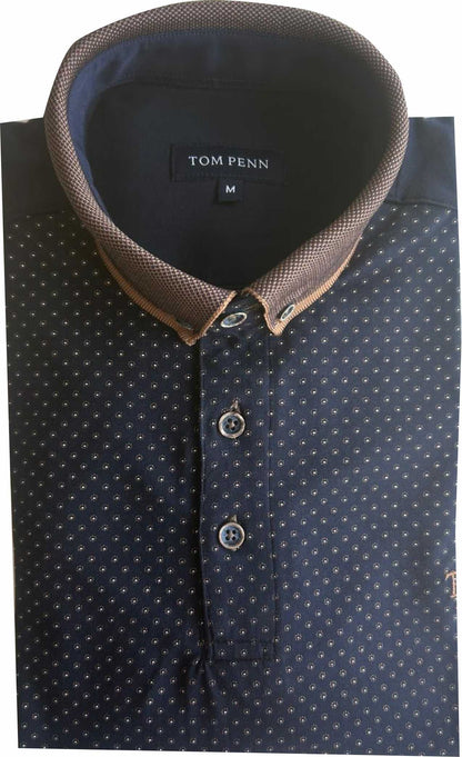 TPP994 Navy / Tan Panel Print Polo