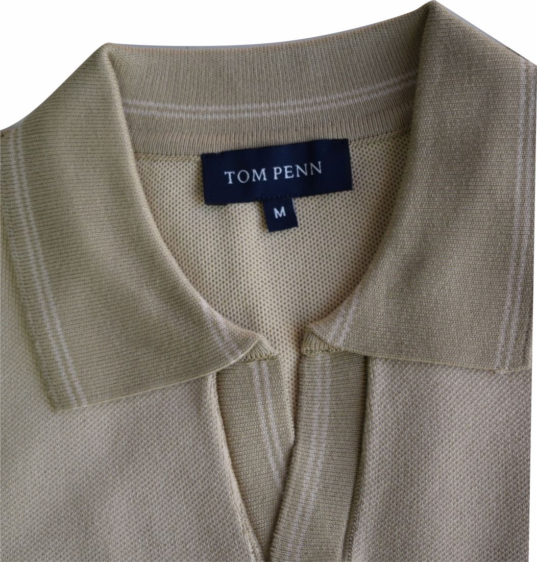 TP078K Tom Penn DK. Cream Cuban Collar Polo