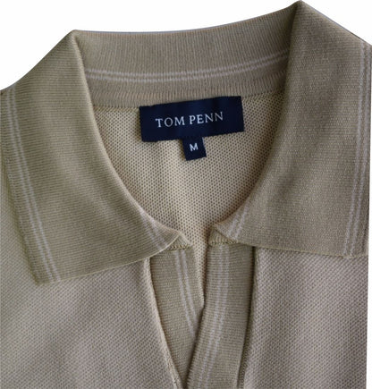 TP078K Tom Penn DK. Cream Cuban Collar Polo