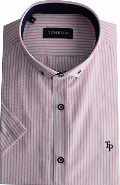 TP937 Pink Tom Penn Short Sleeve Oxford Shirt