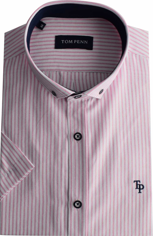 TP937 Pink Tom Penn Short Sleeve Oxford Shirt